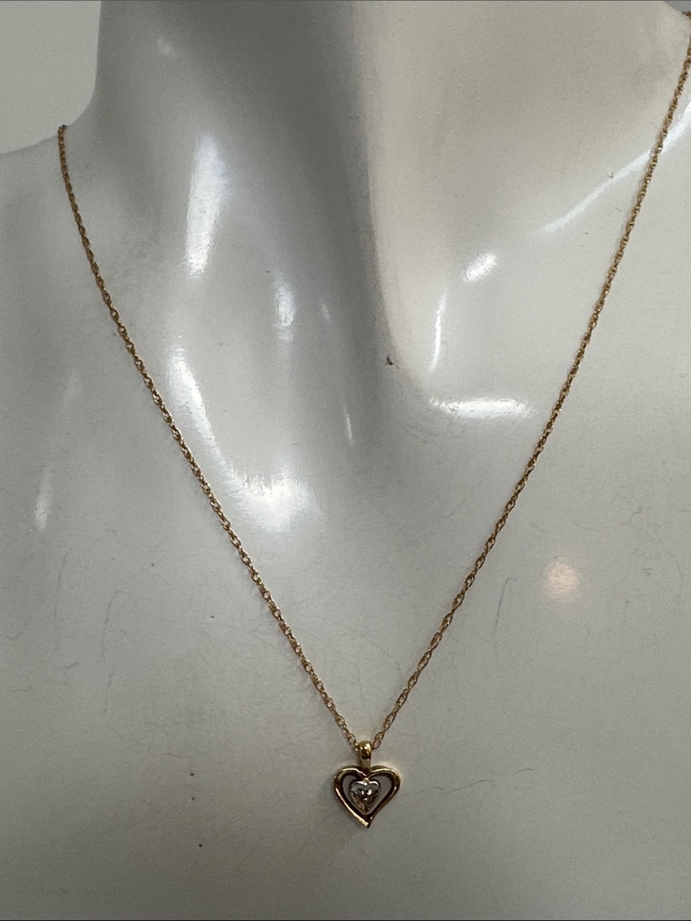 14k real solid Gold Diamond Heart Pendant Necklace​